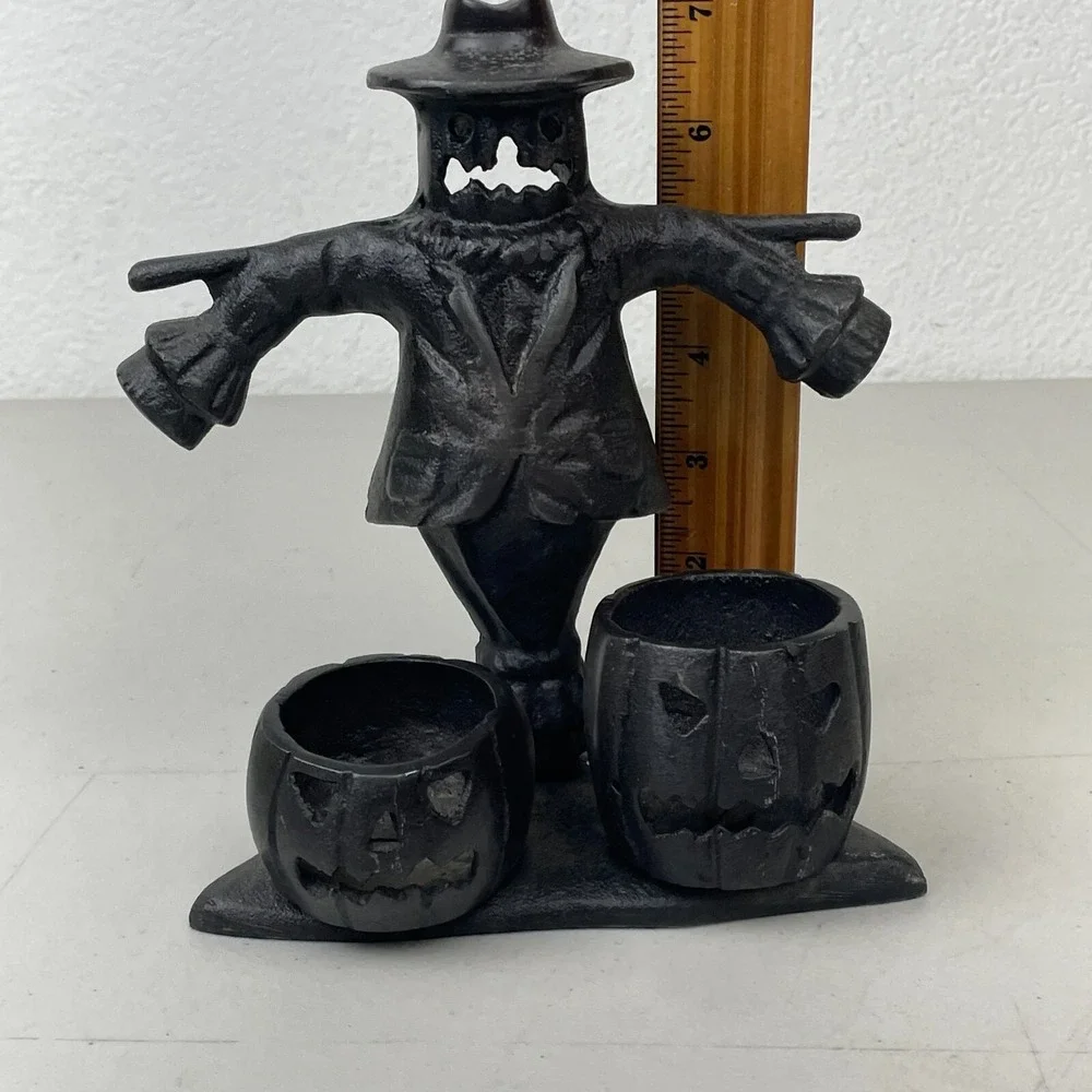 Vintage Halloween Tea Light Holder Yankee Candle Illuminations Scarecrow Pumpkin